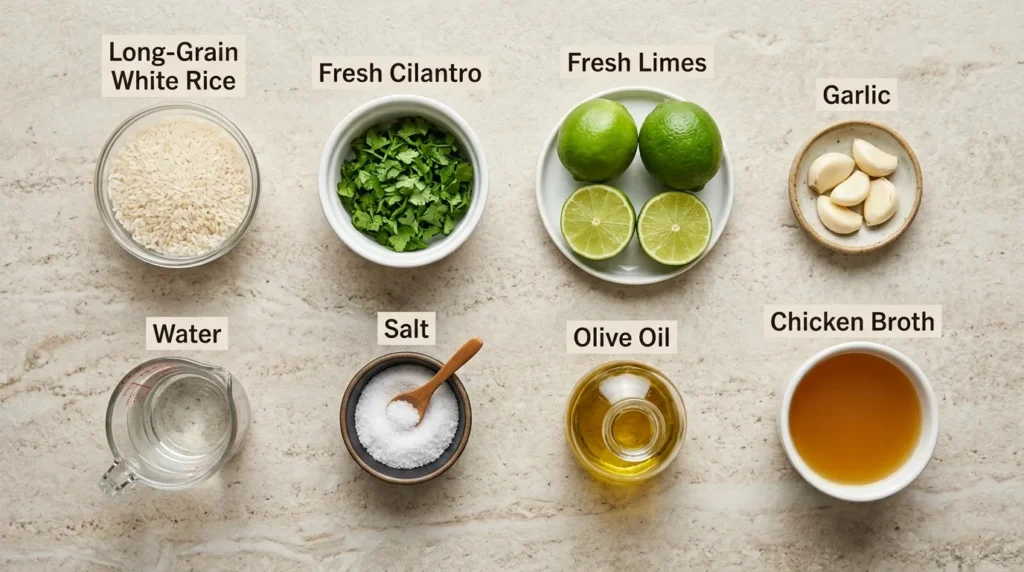 Ingredients for Cilantro Lime Rice