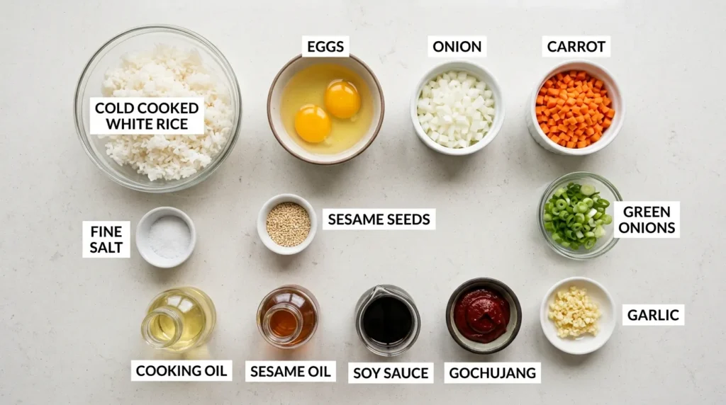 Ingredients for Korean Fried Rice
